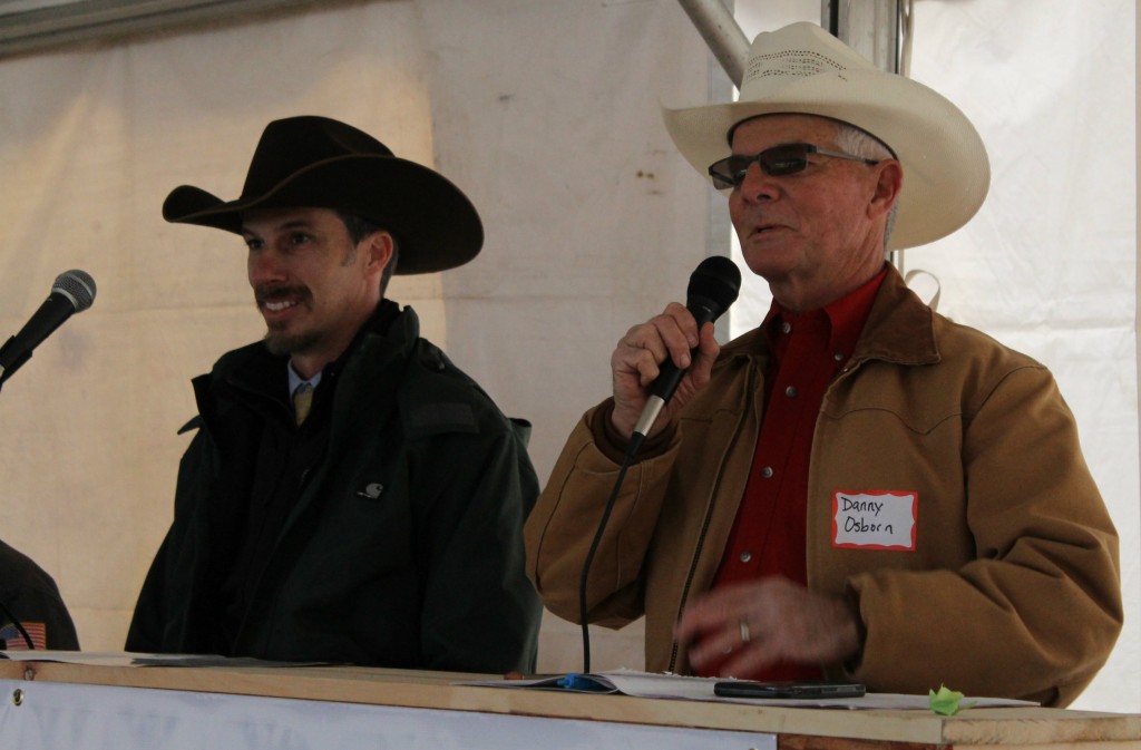 Col. Luke Mobley & Danny Osborn at Osborn Red Angus 2016 Sale