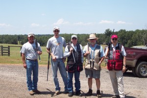 David Echols, Luke Mobley, Carroll Cannon, Exum Worrell, and Ronnie Silcox at Brush Creek Sporting Clays 